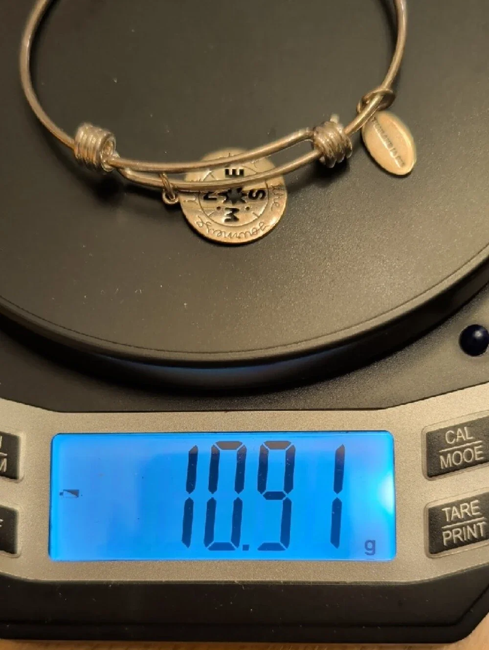 Sterling Silver Compass Charm Bangle Bracelet